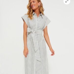 NWT Chloe Tuckernuck Dress in White and Black Stripes Belted Dress